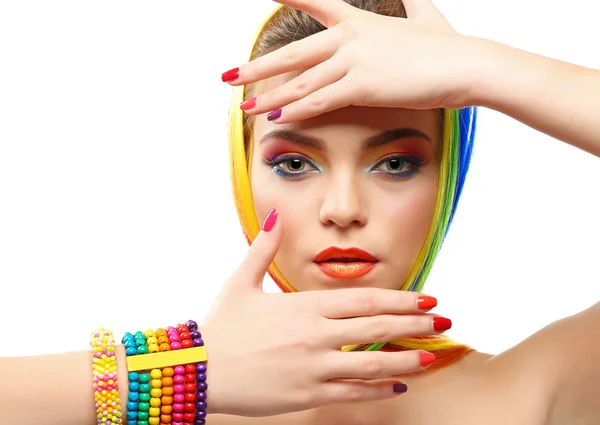 Hermosa chica con maquillaje colorido — Foto de Stock