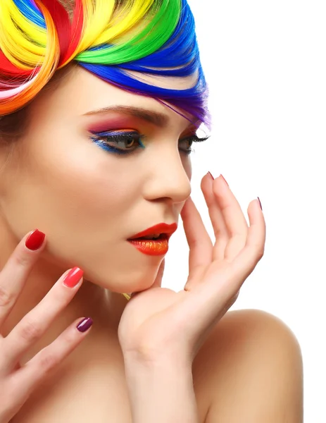 Hermosa chica con maquillaje colorido — Foto de Stock