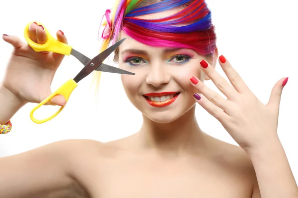 Menina bonita com maquiagem colorida — Fotografia de Stock