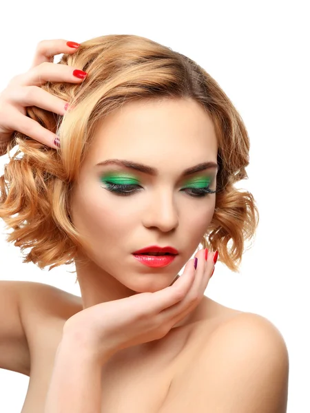 Bella ragazza con trucco colorato — Foto Stock