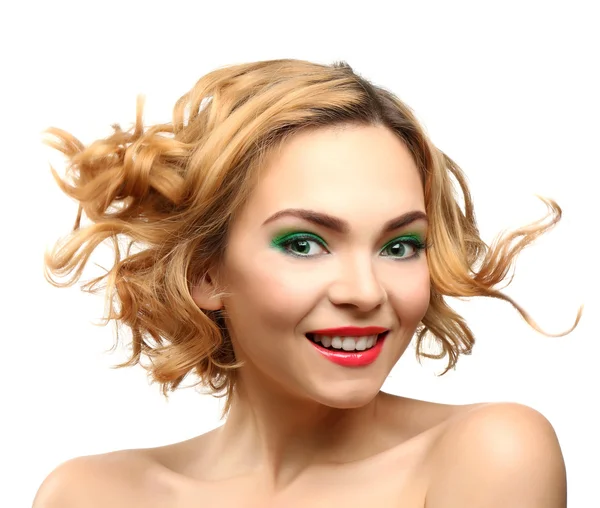 Mooi meisje met kleurrijke make-up — Stockfoto