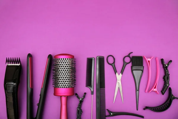 Hairdresser set with various accessories — Stock Photo, Image