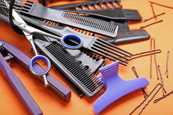 Hairdresser set with various accessories — Stock Photo, Image