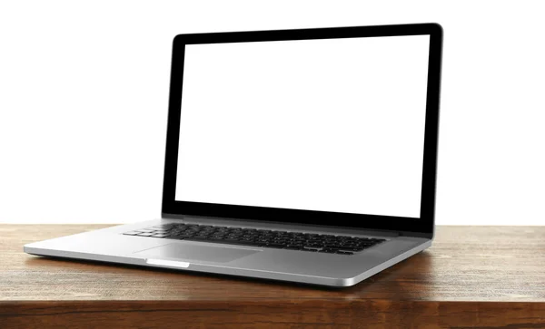 Laptop with black screen on table — Stock Photo, Image