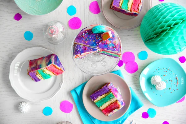 Kolorowe ciasto plastry — Zdjęcie stockowe