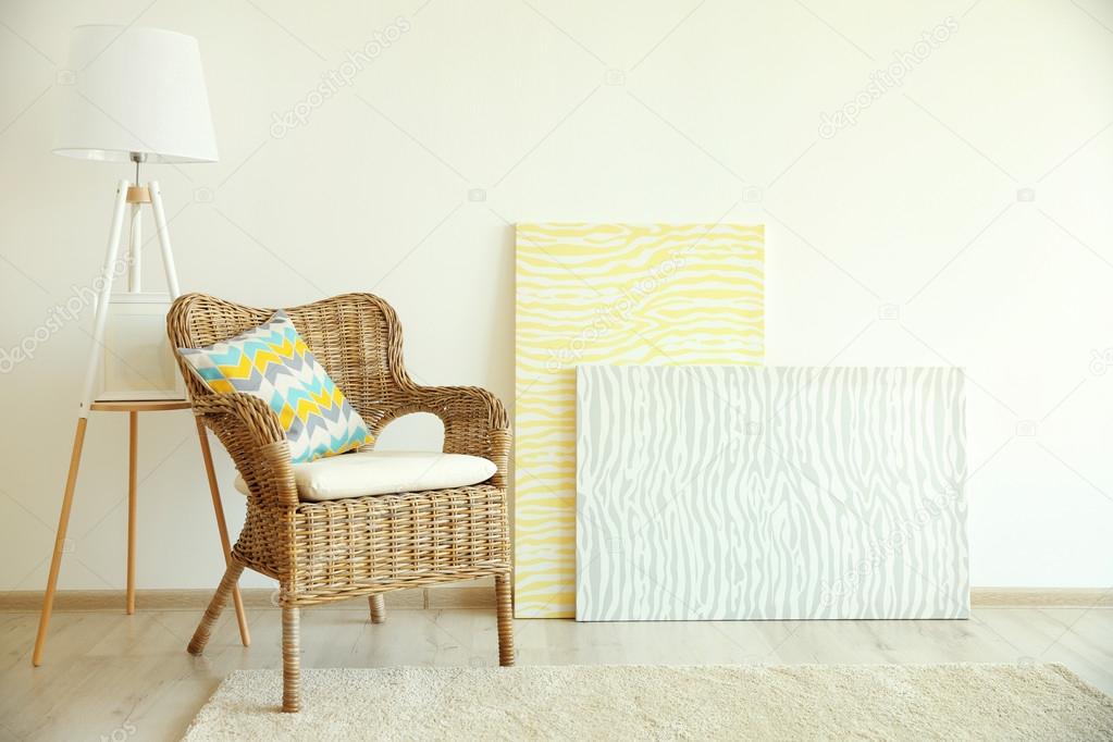 Wicker Chair And Lamp Stock Photo C Belchonock 110544010