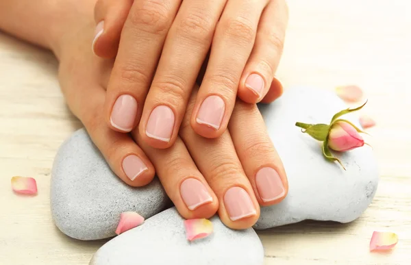 Woman hands with beautiful rose petals — Stock Photo, Image