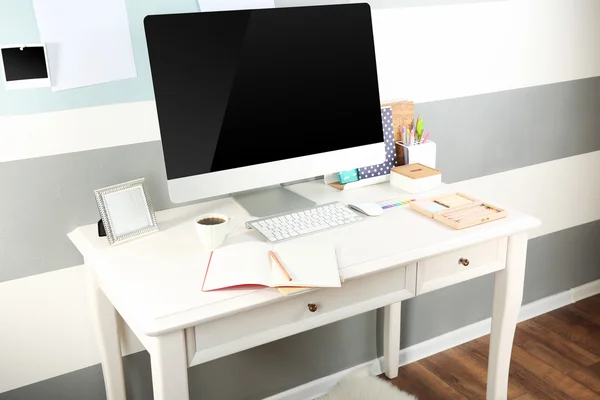 Modern workplace with computer — Stock Photo, Image