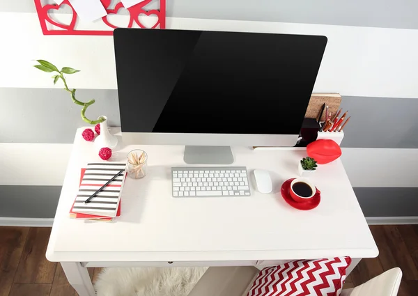 Modern workplace with computer — Stock Photo, Image