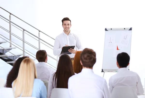 Making presentation on board in office — Stock Photo, Image
