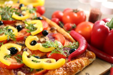 Dikdörtgen lezzetli pizza  