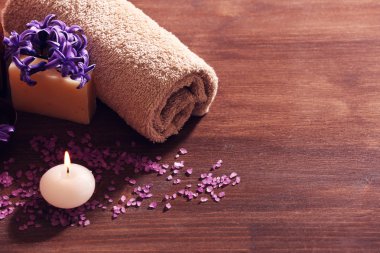 Bahar çiçekleri ile Spa kompozisyon