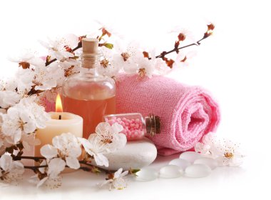 Çiçek açan şube ile Spa kompozisyon