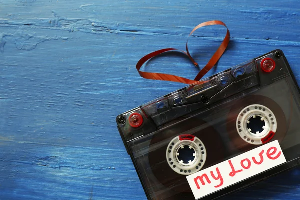Retro audio cassette with tape — Stock Photo, Image