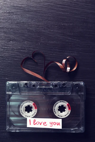 Retro audio cassette with tape — Stock Photo, Image