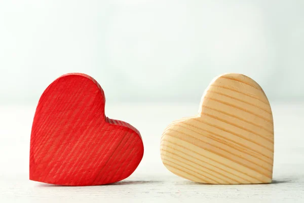 Wooden hearts on white — Stock Photo, Image