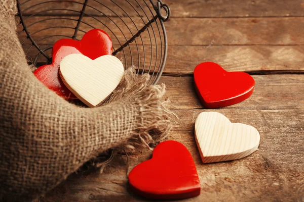 Wooden hearts on background — Stock Photo, Image