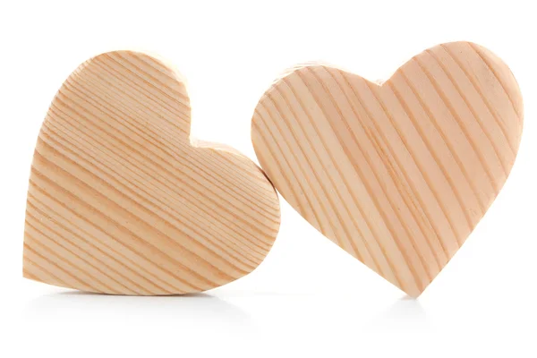 Wooden hearts on white — Stock Photo, Image