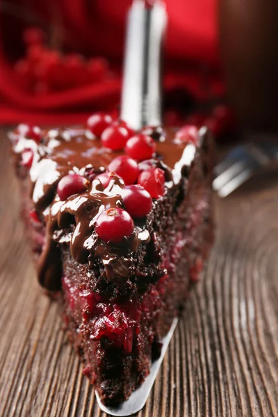 Chocolate cake met veenbessen — Stockfoto