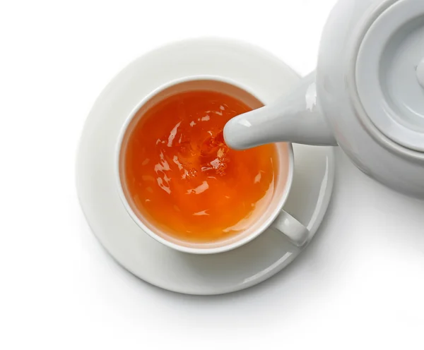 Šálek čaje a čajové konvice — Stock fotografie