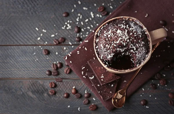 Chocolate fondant cake in cup — Stock Photo, Image