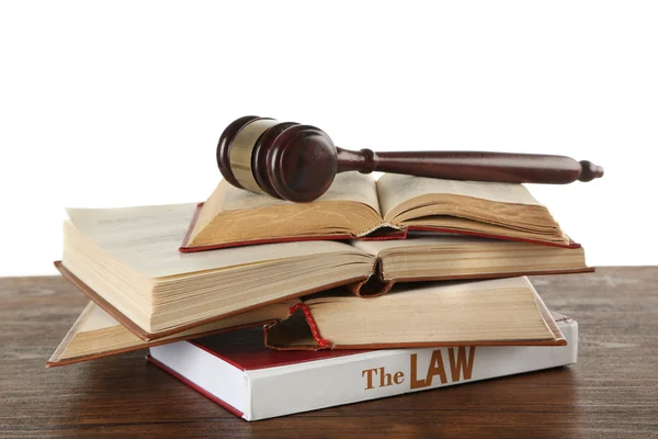 Gavel and books on  table — Stock Photo, Image