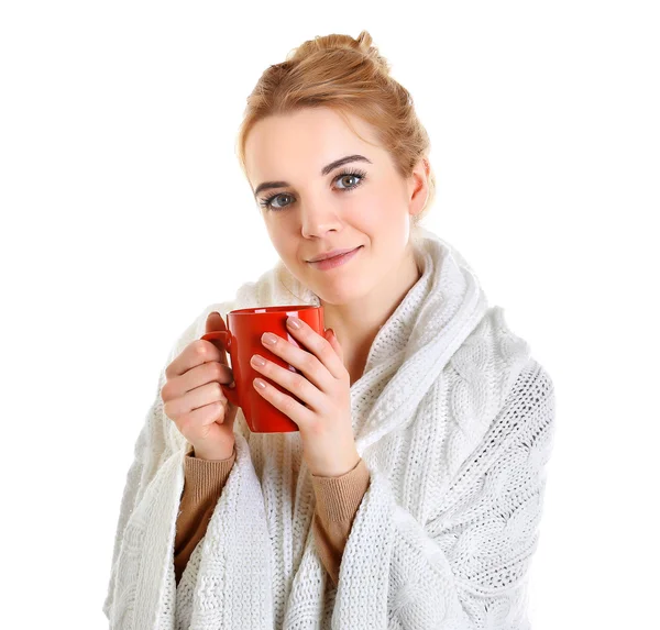 Menina desfrutando xícara de chá — Fotografia de Stock