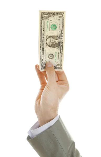 Male hand with money isolated — Stock Photo, Image