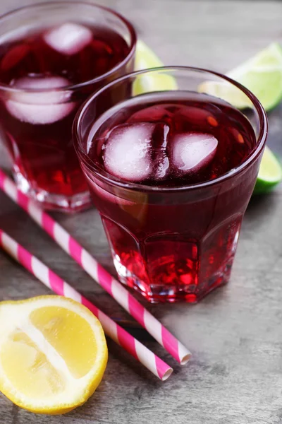 Glasses of red soda water — Stock Photo, Image