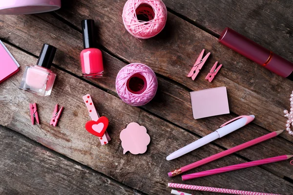 Pink colour flat lay — Stock Photo, Image