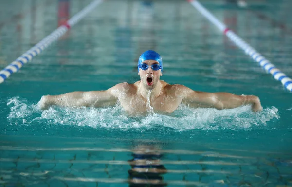 Sporty young man swimming — Stock Photo, Image