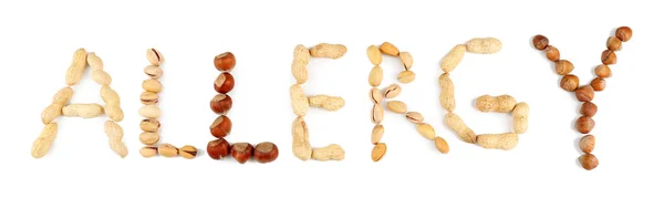 Word ALLERGY made with nuts — Stock Photo, Image