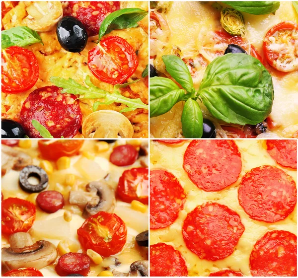 Primo piano della pizza diversa — Foto Stock