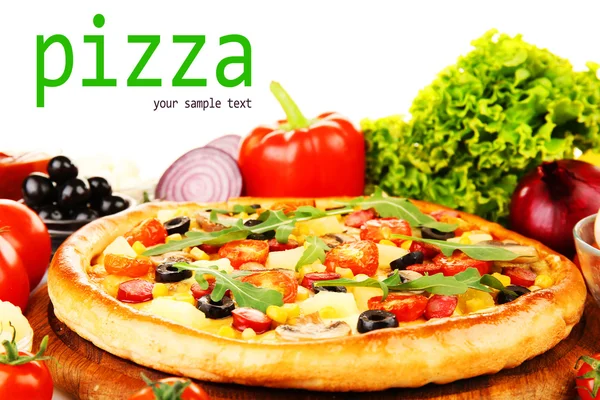 Delicious pizza with vegetables — Stock Photo, Image