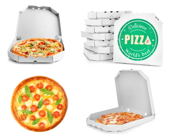 Collage di pizze diverse — Foto Stock