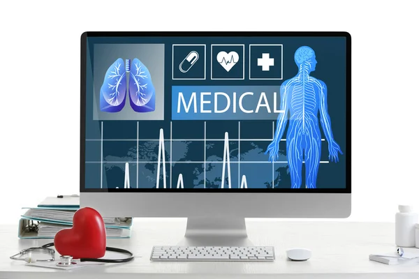 Orvosi ikonok a képernyőn a számítógép — Stock Fotó