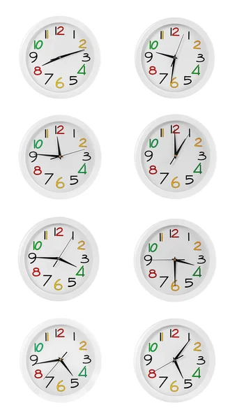 Collage de relojes de pared redondos —  Fotos de Stock