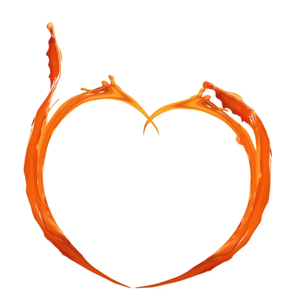Coeur orange en éclaboussure de peinture — Photo