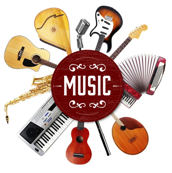 Collage av musikinstrument — Stockfoto