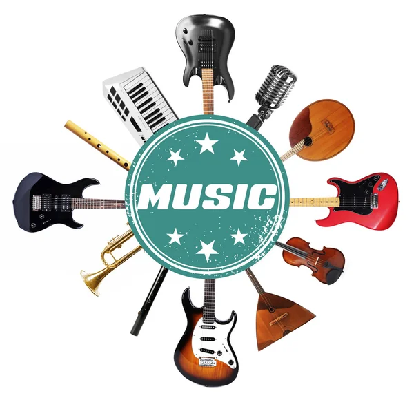 Colagem de instrumentos musicais — Fotografia de Stock