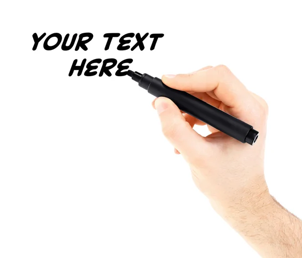 Erkek el ile siyah kalemi izole — Stok fotoğraf
