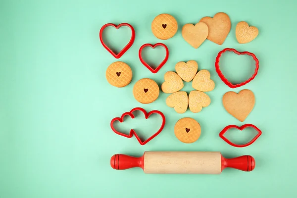 Galletas en forma de corazón para el Día de San Valentín — Foto de Stock