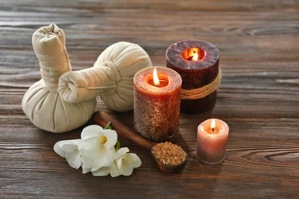 Spa composition with alight candles — Stock Photo, Image