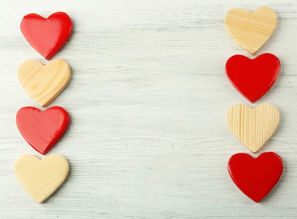 Wooden hearts on background — Stock Photo, Image