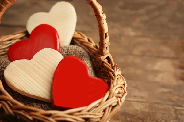 Wooden hearts on background — Stock Photo, Image