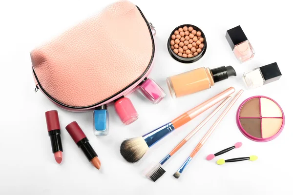 Make-up set met schoonheidsspecialiste — Stockfoto