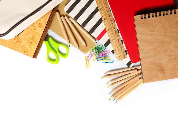 Conjunto de artigos de papelaria sobre branco — Fotografia de Stock