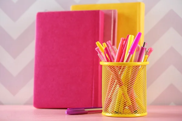 Stationery in metal holder — Stock Photo, Image