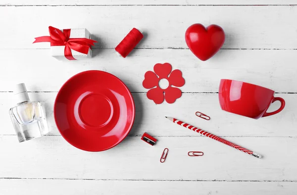 Red colour flat lay — Stock Photo, Image