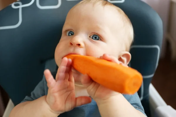 Baby eating carrot — Stock Photo, Image